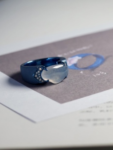 ［同心协力］杜工原创设计冰种淡紫色裸石钛金镶钻高级珠宝女戒指