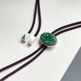 独家设计杜工新品缅甸翡翠A货精雕波洛扣吊坠 蝴蝶兰特色绳艺挂件