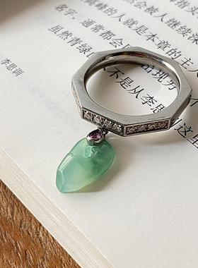 【蟹钳抓钱】杜工原创新品细腻冰种绿翡翠A帅酷戒指男女礼物百搭