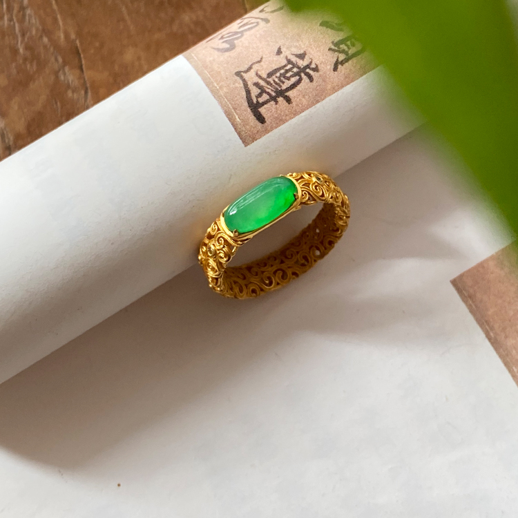 《翠坞金缕》新品缅甸翡翠A货炸光甜阳绿设计高级珠宝轻奢轻质女