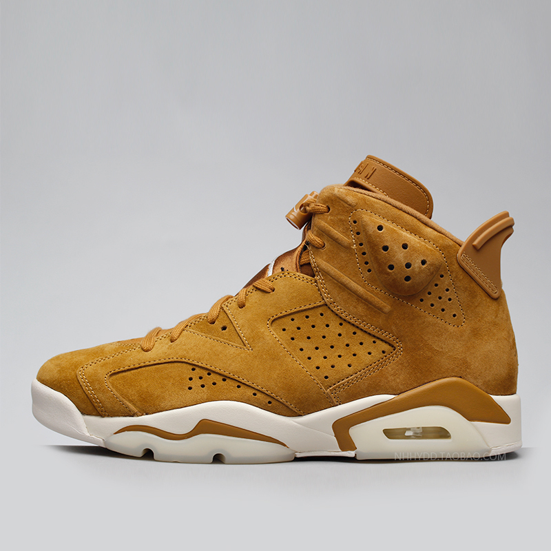 牛哄哄Air Jordan 6 Wheat AJ6麂皮小麦色防滑篮球鞋 384664-705-封面