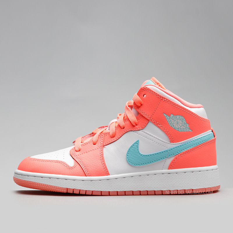 牛哄哄 air jordan 1 mid gs aj1 绿钩甜橙冰淇淋女鞋 555112-814