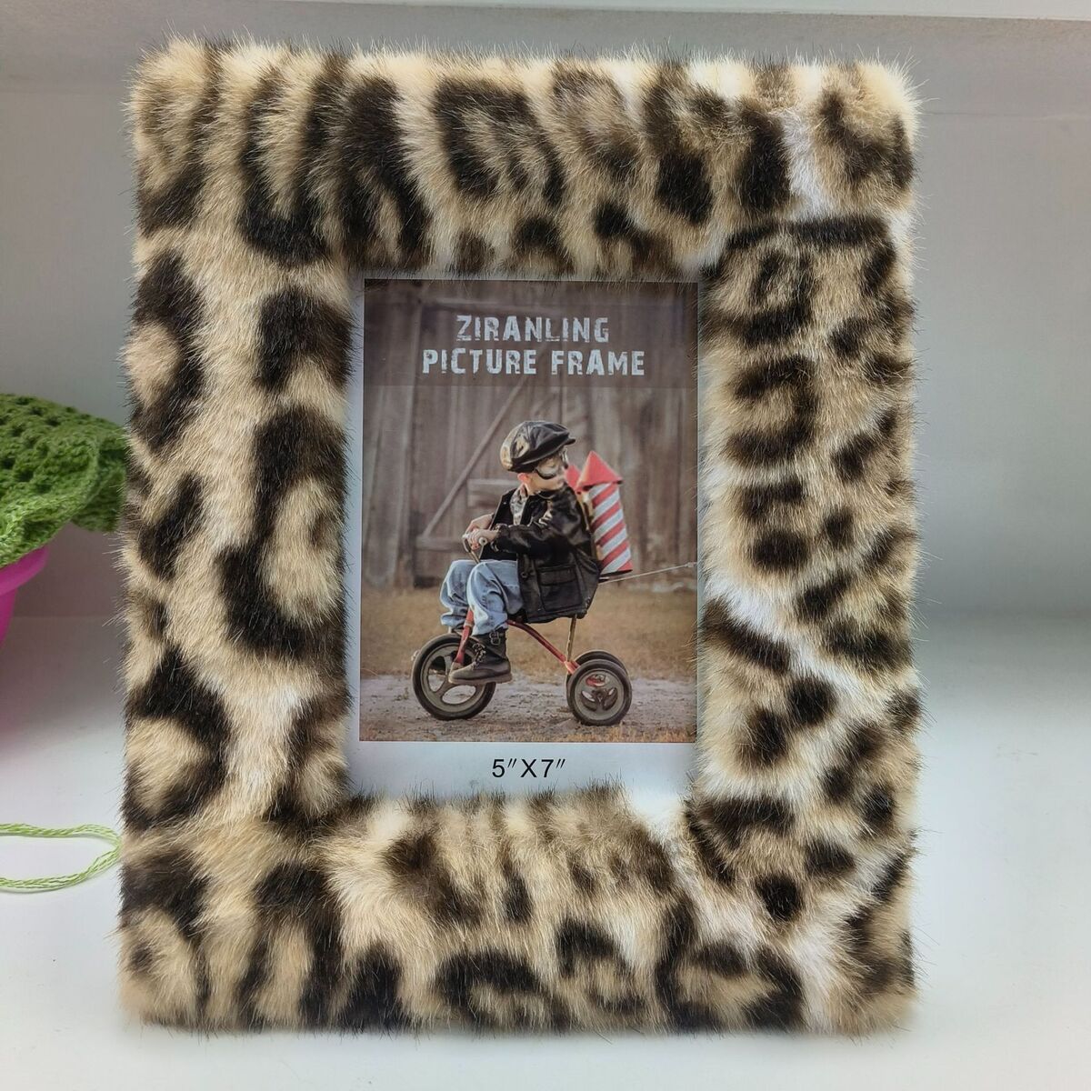 毛绒相框轻奢摆台定制67寸照片相片同学毕业纪念礼品高档装饰豹纹