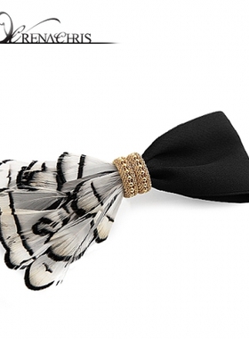 RF138韩国进口头饰 AngelRena羽毛缎带发夹顶夹