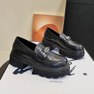 百搭黑色小皮鞋 英伦风复古乐福鞋 小个子一脚蹬时尚 女2025秋季 新款