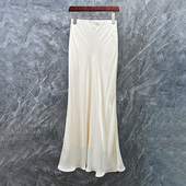 铜氨丝垂感显瘦高腰长款 新款 鱼尾裙子 高端45度斜裁半身裙夏季 法式