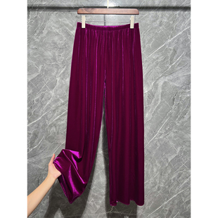 细腻丝绒裸感松紧腰休闲裤 空气裤 女 休闲阔腿裤 爆韩国进口绒空气裤