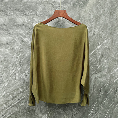 复古绿色长袖铜氨丝衬衫女夏季慵懒风显瘦衬衣高级感时尚小衫上衣
