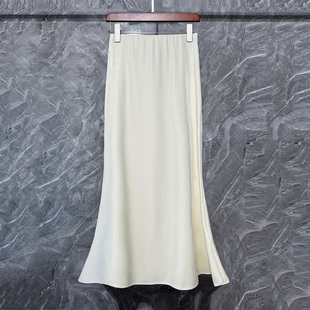 显瘦醋酸金丝绒鱼尾半身裙女 裙子高腰修身 秋冬新款 光泽垂感中长款