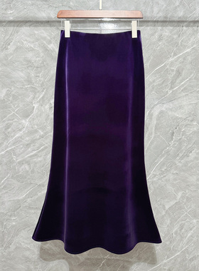 南油高端半身裙女秋冬加绒加厚丝绒裙子高腰显瘦包臀裙长款A字裙