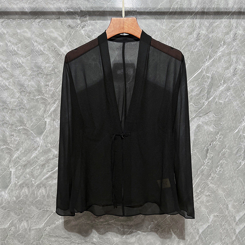 深圳南油夏季薄款长袖盘扣防晒开衫新中式国风雪纺防晒衬衫外搭女