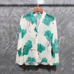 深圳南油高端质感V领轻奢薄款衬衫乔其纱开衫防晒衬衣外搭罩衫女