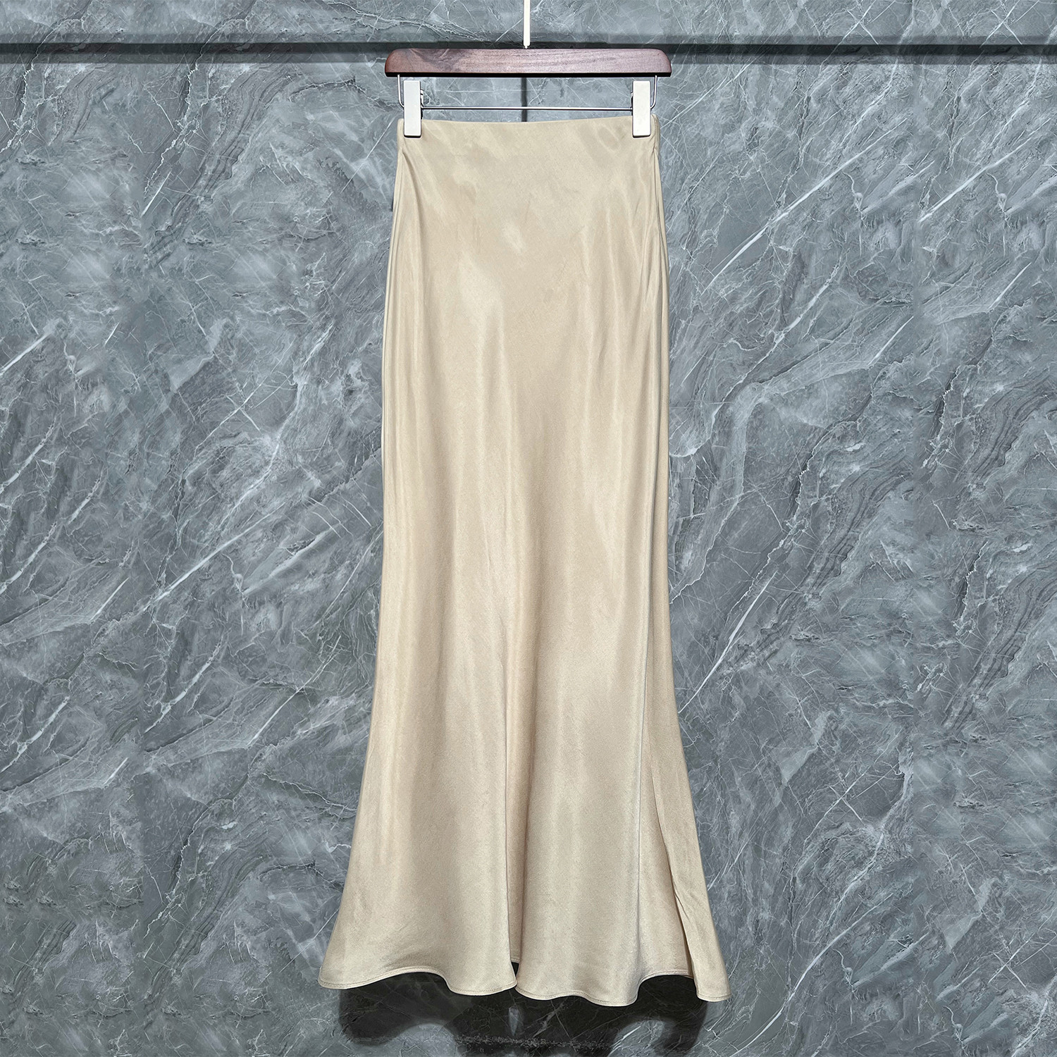 新中式砂洗铜氨丝半裙斜裁鱼尾裙