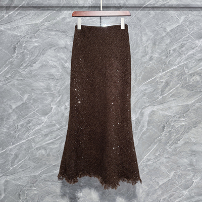 名媛小香风重工亮片羊毛呢半身裙