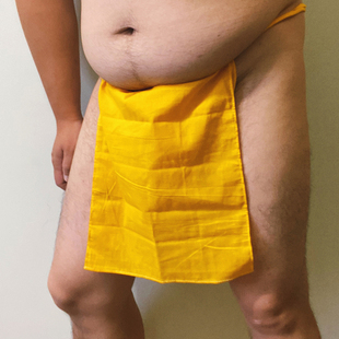 黄色 熊熊内裤 越中裈兜裆布纯棉和风男士 日本日式