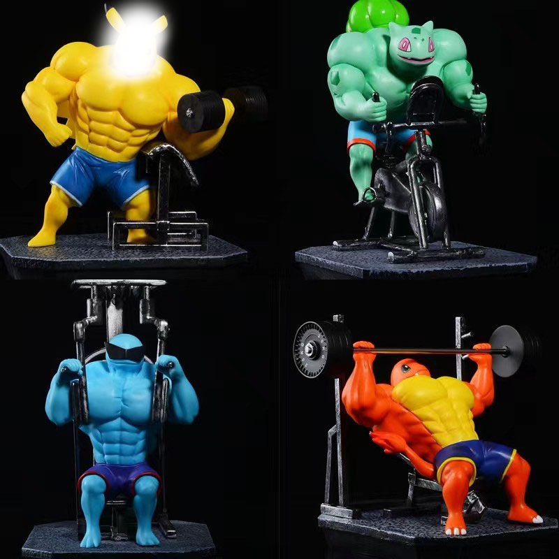肌肉猛男健身皮卡 小火龙 杰尼龟 妙蛙种子场景盒装动漫手办礼物