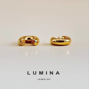 「LUMINA」迪丽热巴同款 欧美ins风高级简约C型开口圈圈空心耳环