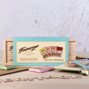 瑞士进口零食礼品Favarger混装 迷你牛奶黑巧克力排块木质礼盒200g