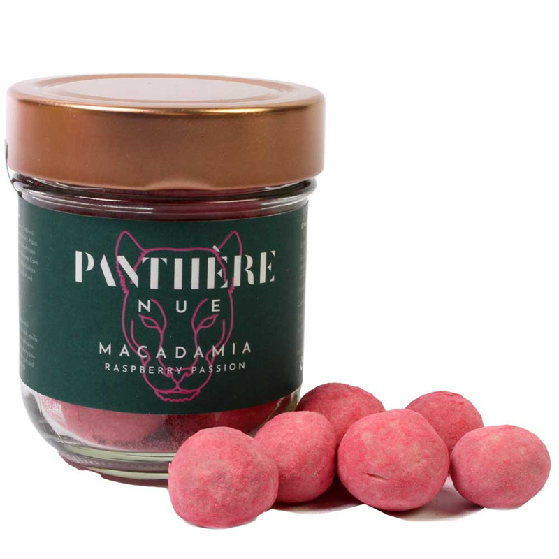 德国进口零食礼品 panthère nue百香果覆盆子粉红巧克力玻璃罐装