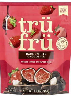美国进口零食礼品Tru Fru冻干芒果水蜜桃草莓夹心黑白巧克力球96g