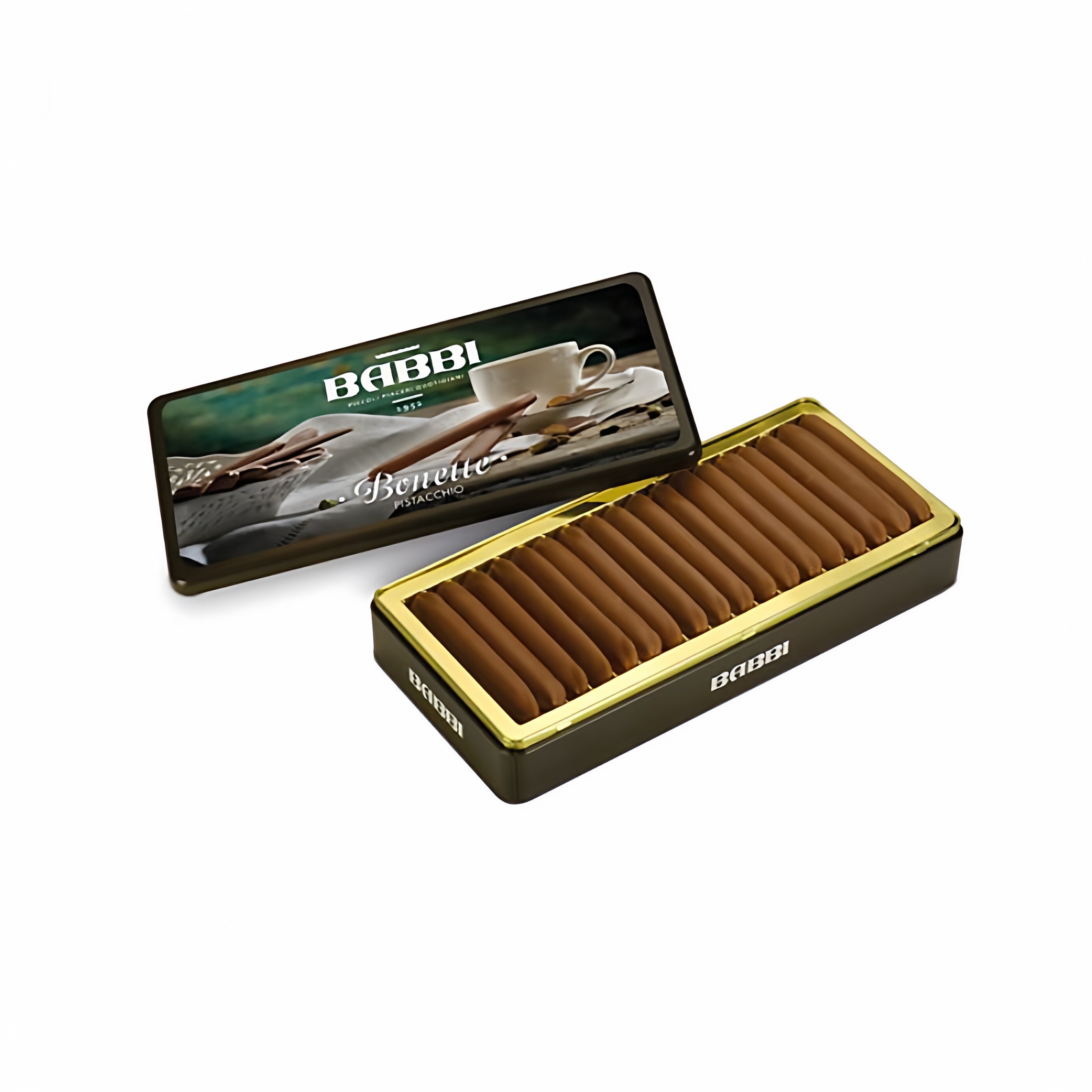 意大利代购零食品 Babbi Bonette威化开心果夹心黑巧克力罐装礼盒