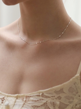 纯银亮片超闪冷淡风设计感项链