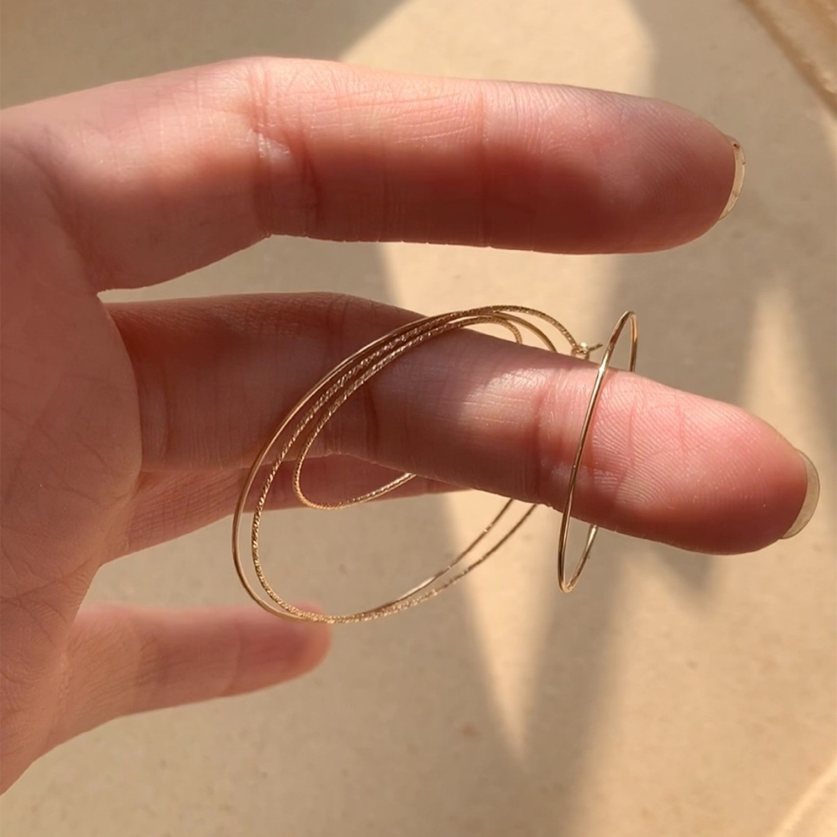 包金手工绕线极细圆圈不掉色耳环