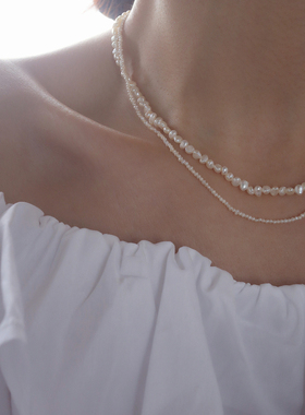手工定制极细巴洛克珍珠女锁骨链