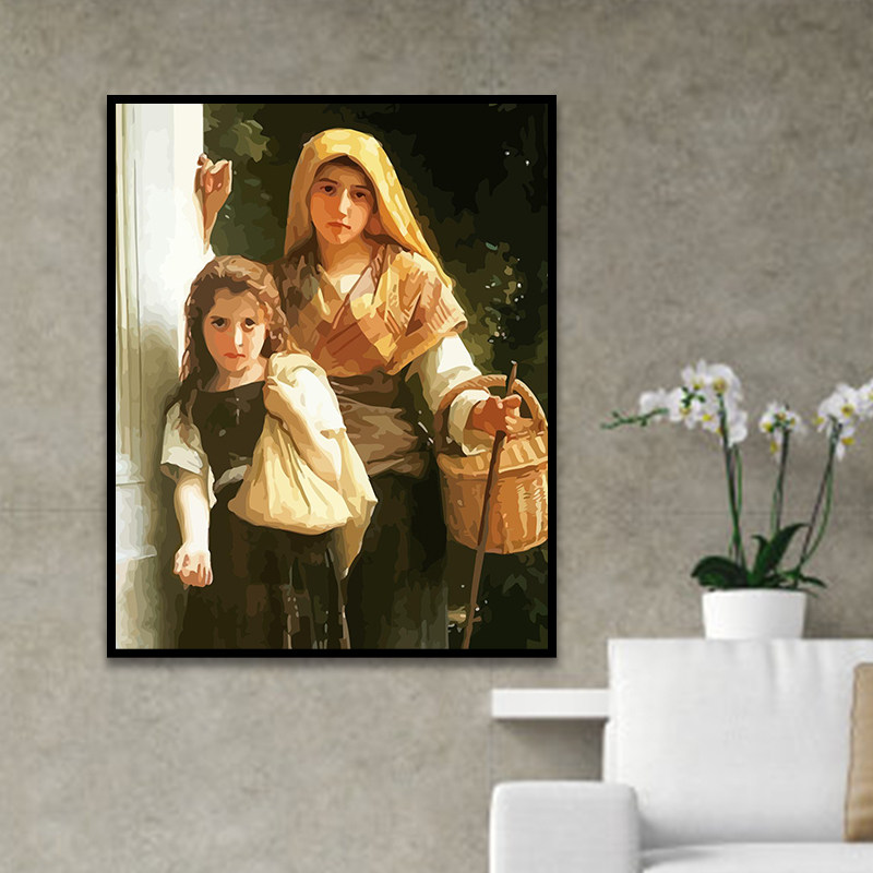 威廉·布格罗名画diy数字油画肖像色彩画手绘小孩卧室装饰画文艺