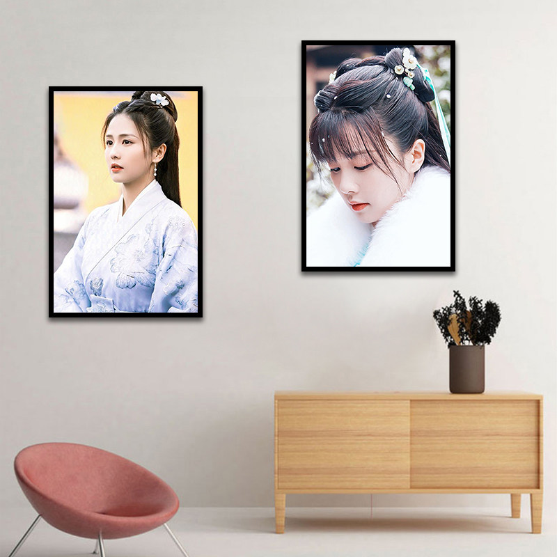 明星演员白鹿手绘ins古风插画手绘diy数字油画卧室填色装饰画送礼