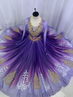 定制维族剧目服紫葡萄剧目服定制女子舞蹈服演出服艺考服