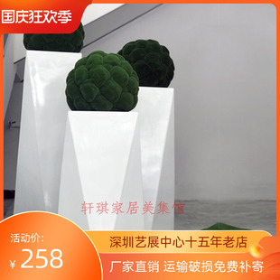 饰品 立体菱形落地大花瓶花器花盆摆件会所酒店大堂商场售楼处软装