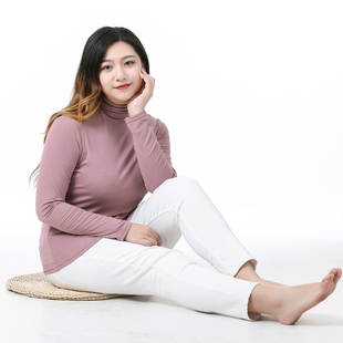 修身 莫代尔薄款 内穿2020秋加肥加大上衣胖mm堆堆领 大码 高领打底衫