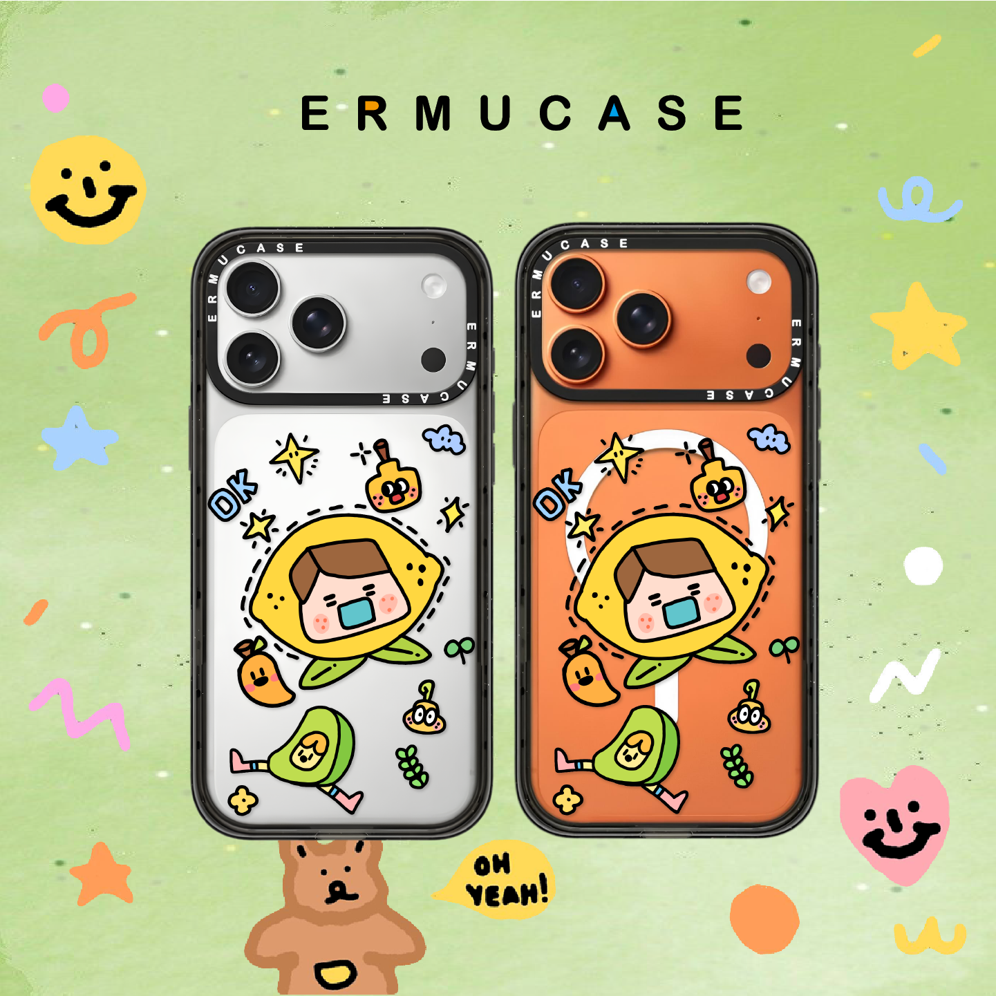 唔嘎兔 x ERMUCASE 艺术家联名款 水果派对 适用于苹果iPhone17ProMax/17Pro/Air/16ProMax15Pro磁吸手机壳