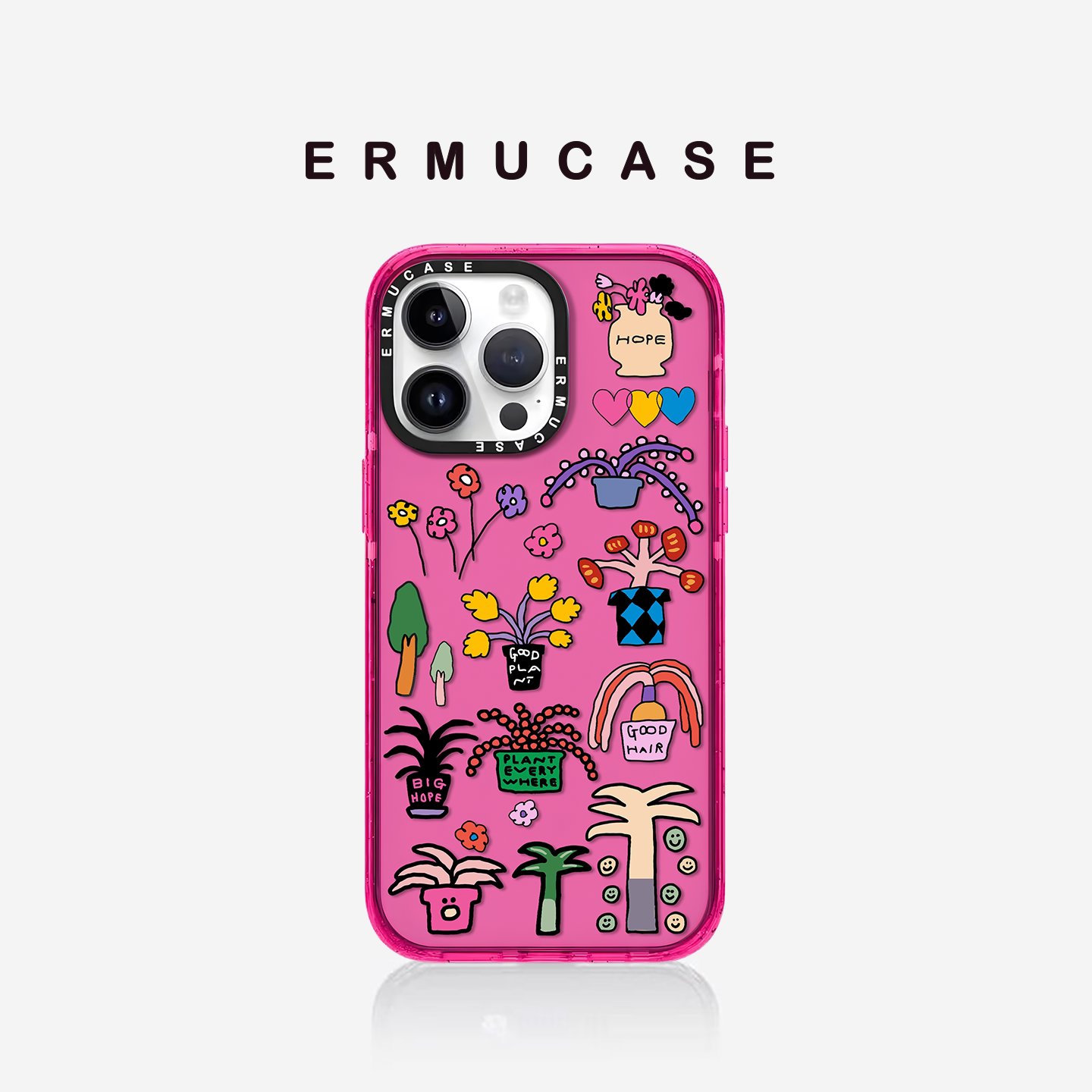 ERMUCASE二木青山原创设计《趣味的盆栽》卡通插画苹果iPhone16ProMax/15Pro/14ProMax/13Pro彩色手机壳磁吸