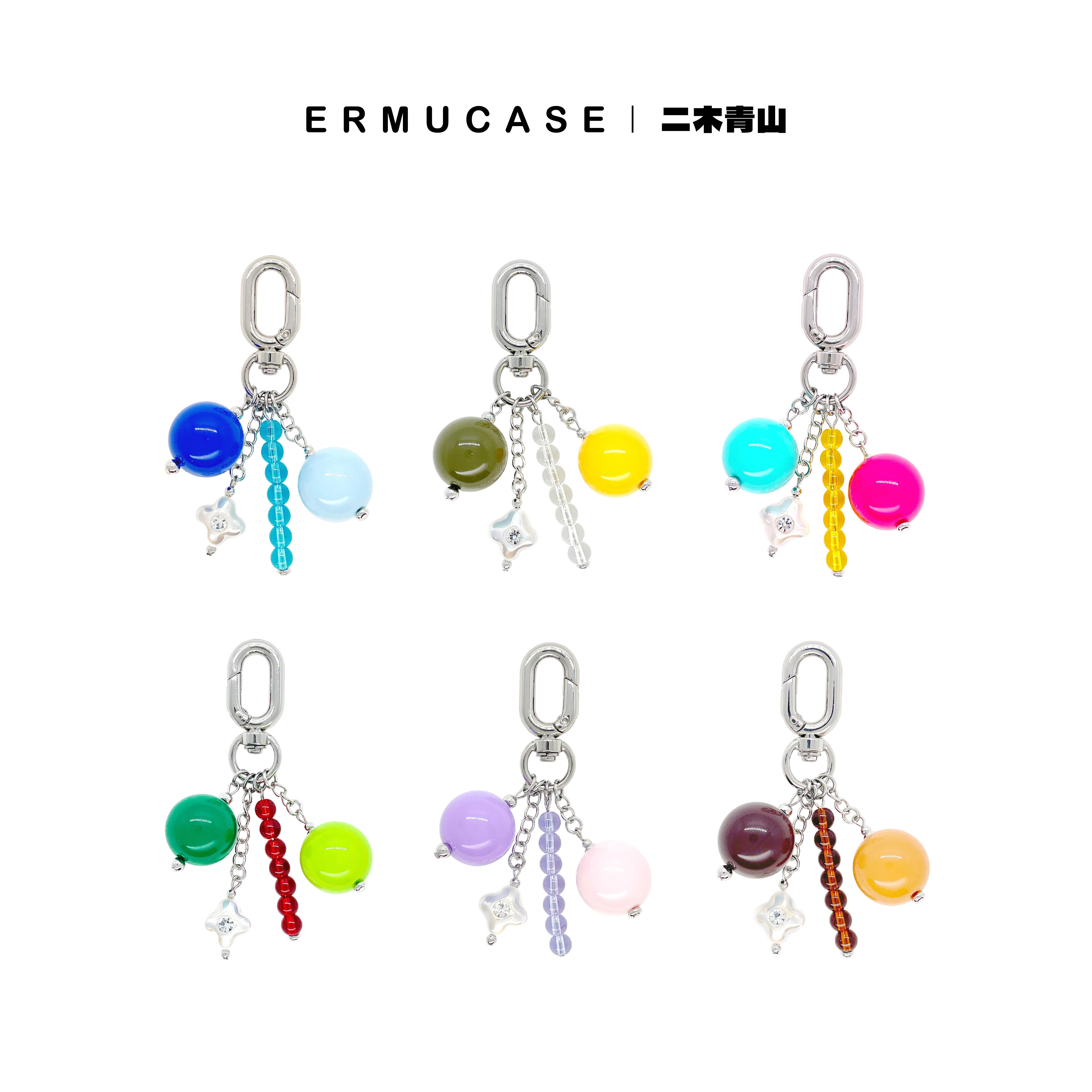 ERMUCASE小众多巴胺彩色串珠星星吊坠手机链钥匙扣挂件短款挂绳