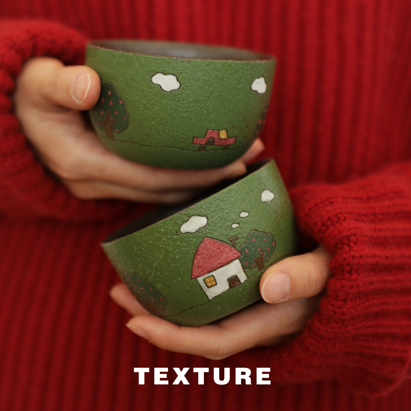 景德镇手作日式绿房子粗陶手握杯咖啡杯拿铁拉花杯小众设计高级感,餐饮具,咖啡杯,淘宝优惠券,粉丝福利购,淘宝优惠卷