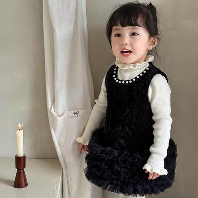 2025冬季童装女童丝绒连衣裙新款儿童韩版夹棉公主裙子宝宝打底衫
