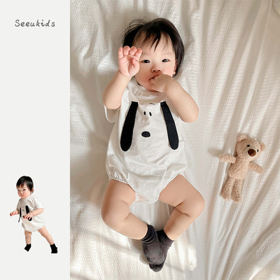 婴儿ins风小狗造型哈衣