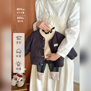 冬季保暖婴幼儿羽绒内胆女宝宝碎花短款羽绒服女童白鸭绒碎花外套