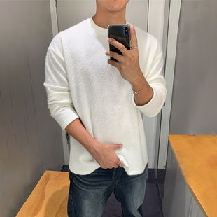 男长袖 百搭纯色打底针织衫 T恤 bamboo秋冬绒感时尚 韩国东大门代购