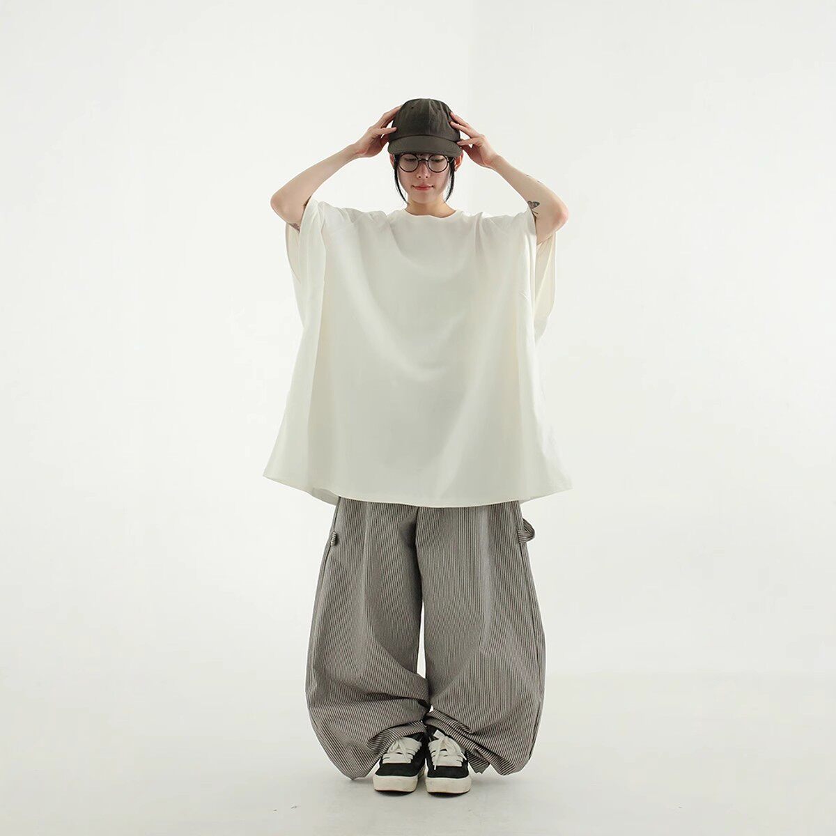 韩国代购蝙蝠袖五分短袖T恤衫男女款raglan sleeved cotton tee