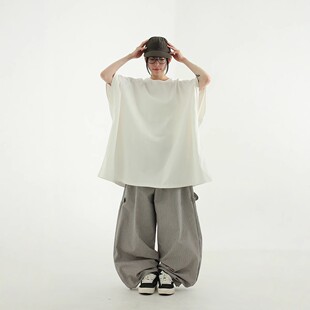 韩国代购蝙蝠袖五分短袖T恤衫男女款raglan sleeved cotton tee