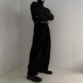 韩国东大门代购 dear秋冬高档掐褶计纯灯芯绒阔腿宽松直筒休闲裤 男