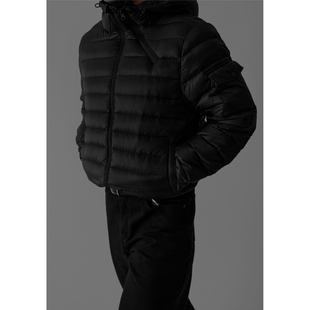 ANAN韩国东大门代购秋冬高档时尚轻量抽绳连帽排骨纹羽绒服外套男
