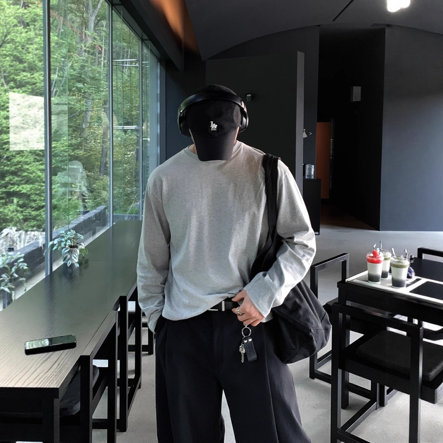 韩国代购男高档短款打底长袖T恤