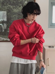 ANAN韩国男装东大门代购韩范简约宽松廓型长袖卫衣男女情侣款上衣
