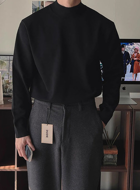 韩国代购LAINE秋冬高档意大利半高领轻熟百搭打底针织衫男毛衣