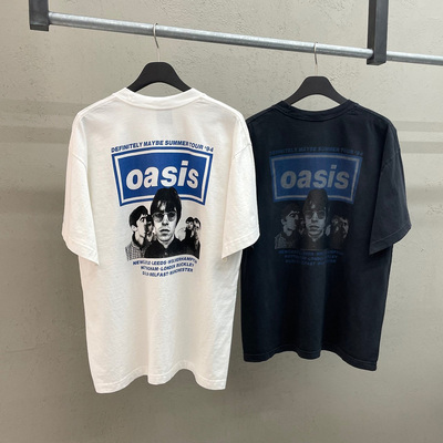 韩国代购水洗复古重工短袖T恤衫