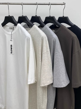 ANAN韩国代购东大门SLOWER高品简约百搭纯色圆领休闲打底T恤衫男